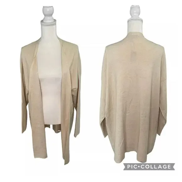 Express Knit Cardigan Duster Long Sleeve Open Front Cream Size Large - NWT - Picture 1 of 9